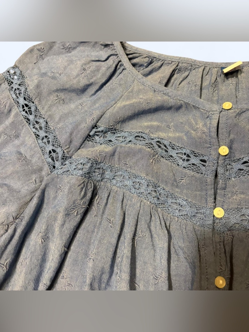 Blue Floral Babydoll Peasant Top by Old Navy! - Picture 6 of 7